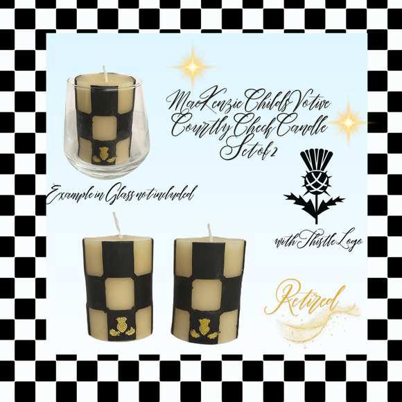 MacKenzie-Childs Courtly Check Votive Candles, Set of 2 - Picture 1 of 7